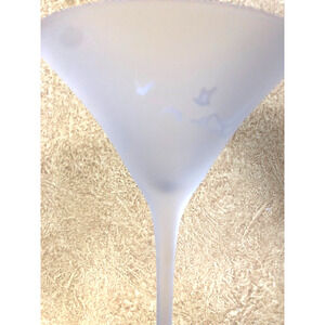 Grey Goose Vodka Martini Glass Frosted Blue Speckled Base Footed Flying Geese